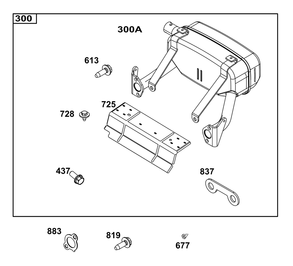 Exhaust Group Diagram and Parts List for 359447-0118-E1  Briggs and Stratton Engine